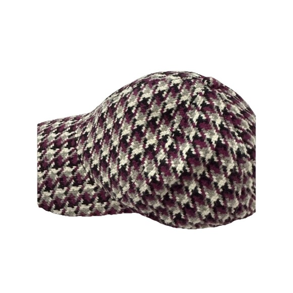 J. Crew Houndstooth Purple Gray Wool Blend Cap 100% Cotton Lining One Size Adj - Picture 14 of 14